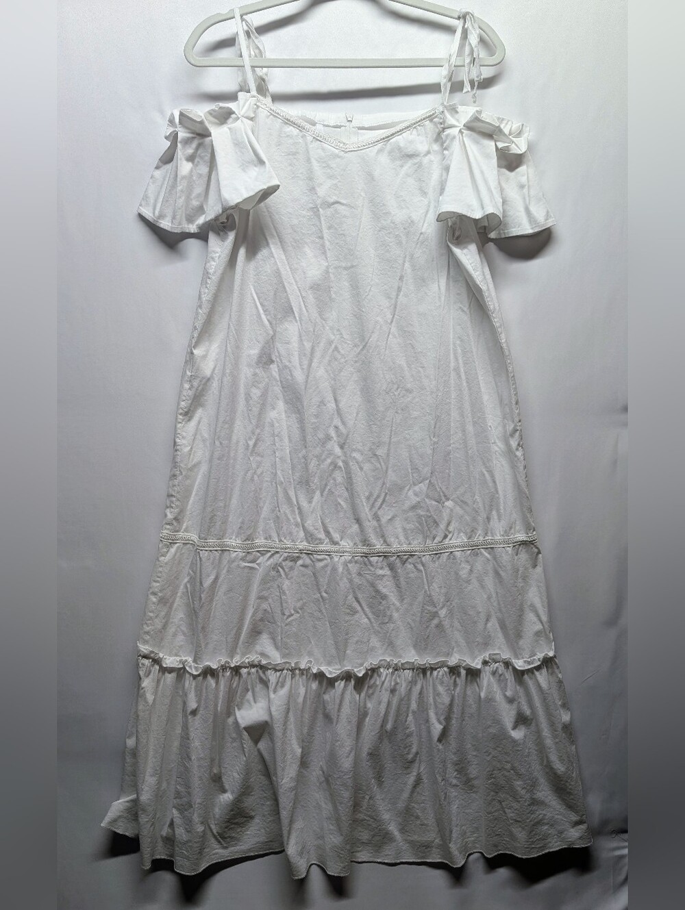 Imperial 💯 Cotton White Cold-Shoulder Maxi Sundress